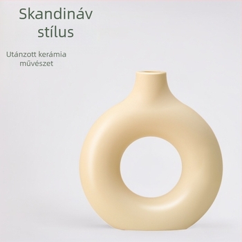 Több színben kapható skandináv stílusú kerámiára hasonló fánk alakú viráztartó – nappali dekoráció friss vagy szárított virágokhoz