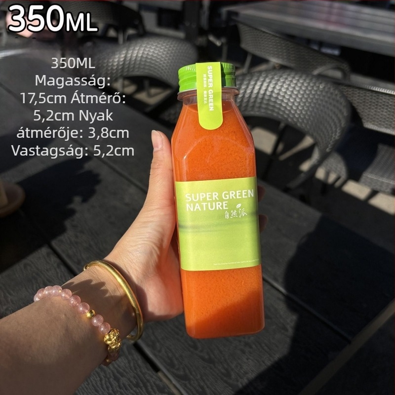 Influencer-stílusú gyümölcslé palack, zöld Tritan műanyagból, fedél lyukkal és szívószállal