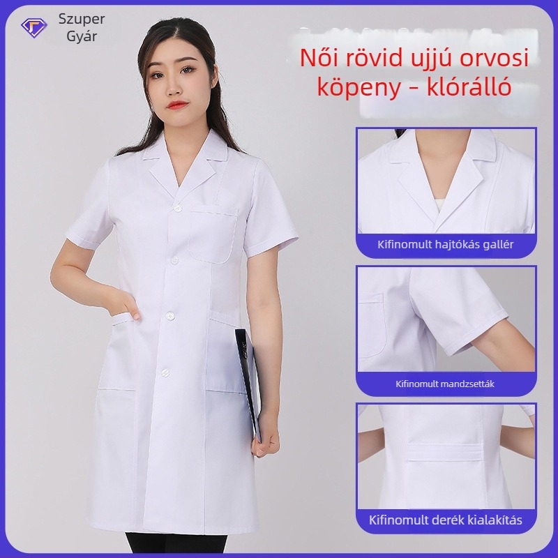 Uniszex orvosi köpeny, fehér köpenyek, nyomtatott laboratóriumi és gyógyszertári munkaruha kozmetikai szalonok számára
