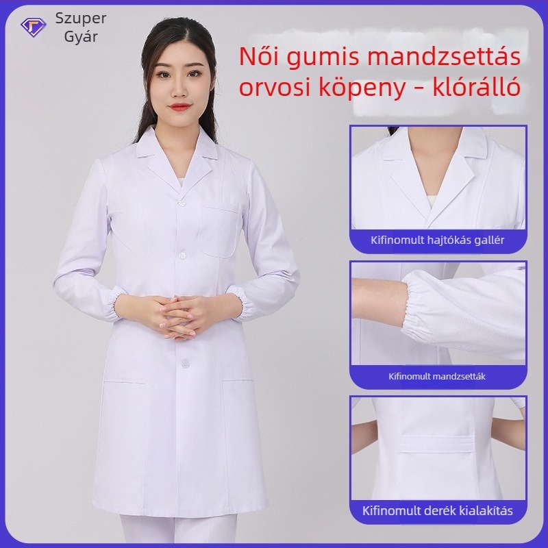 Uniszex orvosi köpeny, fehér köpenyek, nyomtatott laboratóriumi és gyógyszertári munkaruha kozmetikai szalonok számára