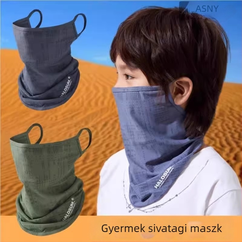 Gyerekeknek készült sivatagi védelem készlet: pormaszk, szélvédő kendő, UV-védelem, túrázás és kemping