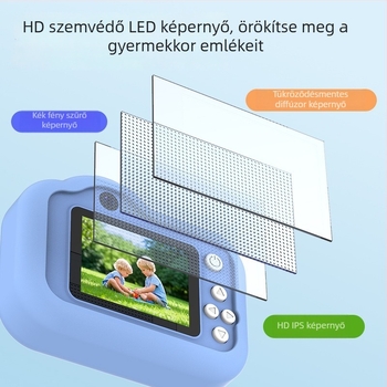 Gyerekeknek szóló HD digitális kamera Panda figurával, dupla kamerával a fényképezéshez, diákoknak szóló ajándék, 48 MP, szemvédő kijelző