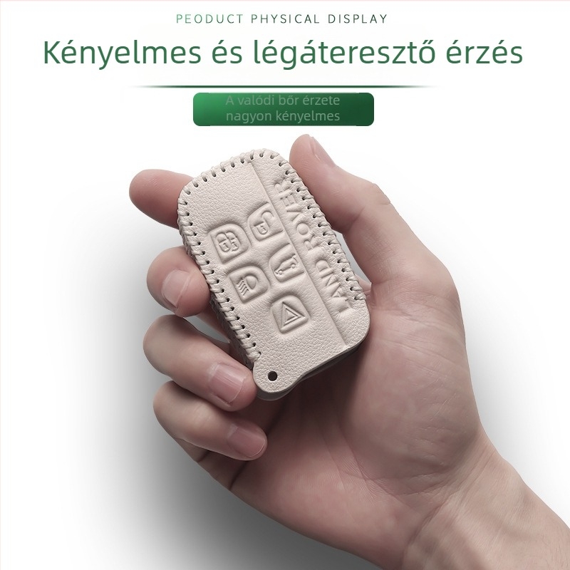 Valódi bőrből készült kulcstartó Land Roverhez – kompatibilis Evoque, Velar, Defender, Range Rover, Range Rover Sport, Discovery és Discovery Sport modellekkel