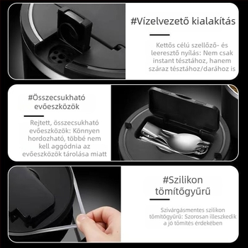 Rozsdamentes acélból készült instant tészta tál, nagy kapacitás, diákszálláshoz, japán stílusú, kétfunkciós ebédes tál fedővel