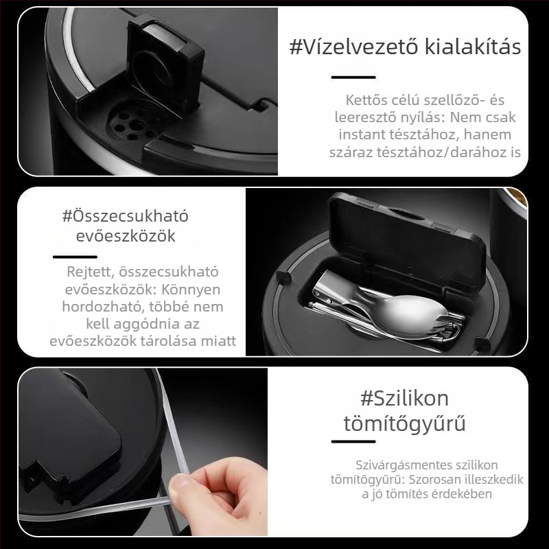 Rozsdamentes acélból készült instant tészta tál, nagy kapacitás, diákszálláshoz, japán stílusú, kétfunkciós ebédes tál fedővel