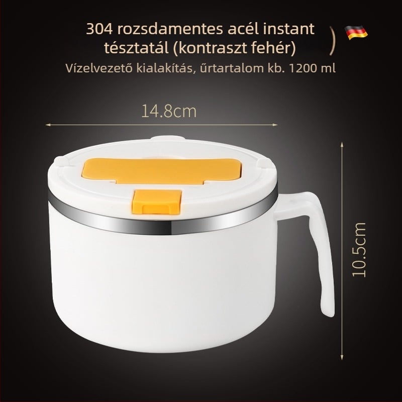 Rozsdamentes acélból készült instant tészta tál, nagy kapacitás, diákszálláshoz, japán stílusú, kétfunkciós ebédes tál fedővel