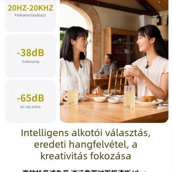Vezeték nélküli csatolható mikrofon mobiltelefonhoz élő közvetítéshez és felvételhez – teljes készlet