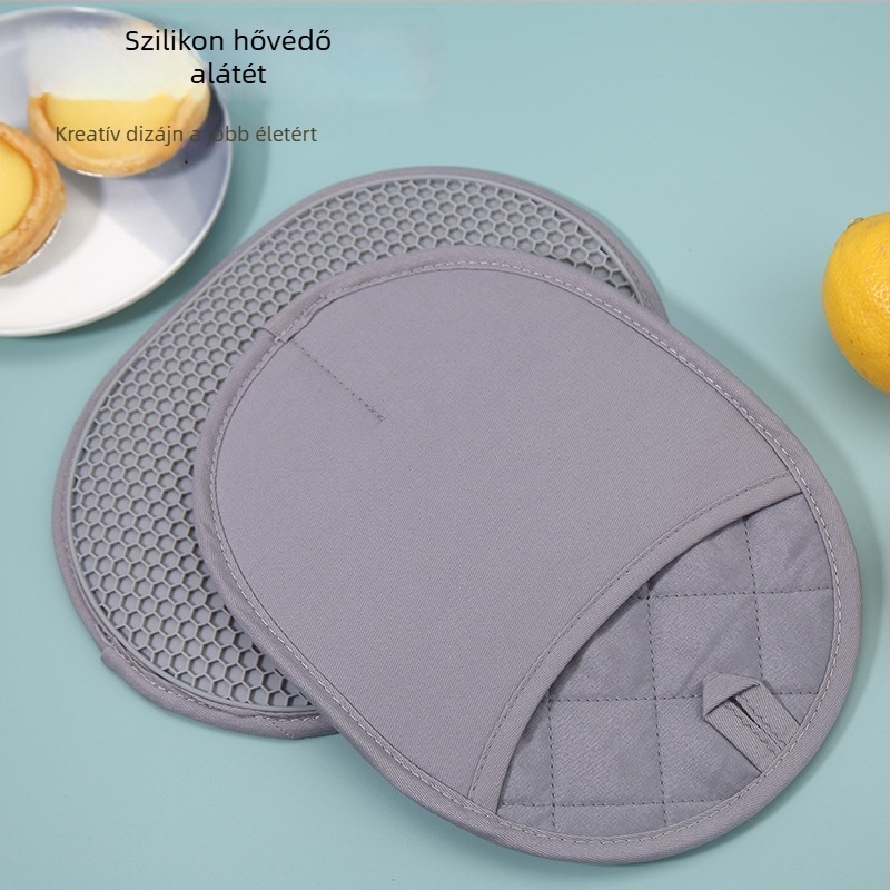 Szilikon konyhai hőszigetelő alátét és 25 cm hosszú hőálló sütőkesztyűk – sütéshez és mikróhoz