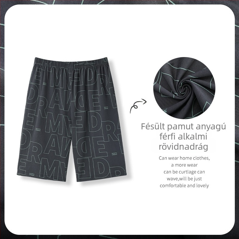 Férfi alváshoz való rövidnadrág nyárra, imitált pamut anyag, otthoni viselet, vékony szabás, nagy méret, 2026 új modell