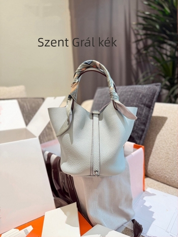Női Togo18 valódi bőrű, Lychee-grain vödör alakú kézitáska mindennapi használatra