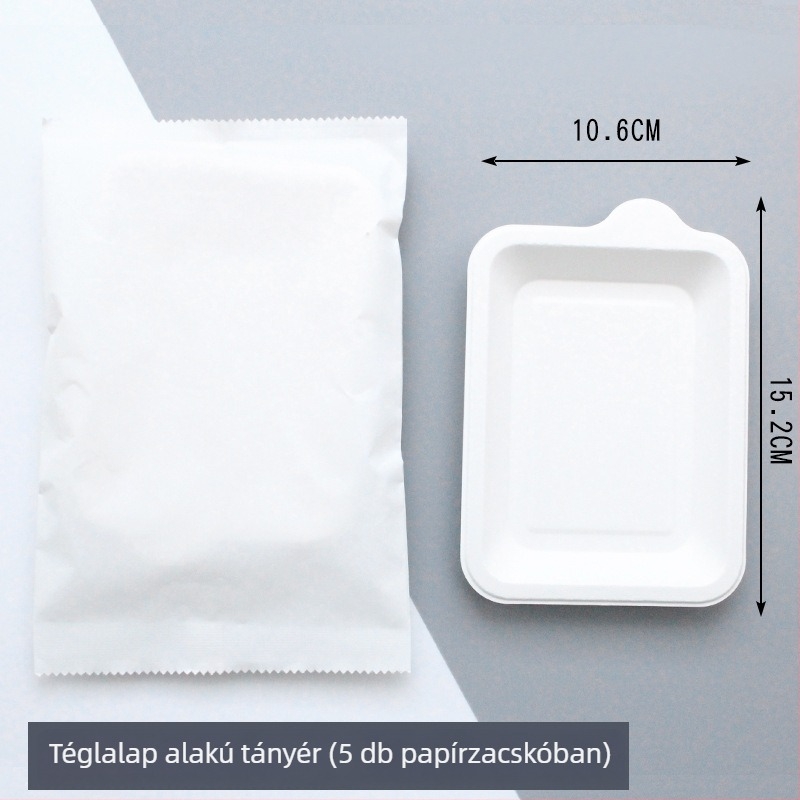 Biodegradálható egyszer használatos papírtányér; torta- és vacsoratányér, cellulózalapú desszert és porciózás száraz gyümölcsökhöz és teához; testreszabható.