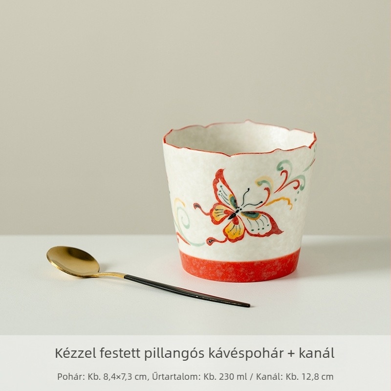 Kézzel festett kerámia teáskanna, kerek hasú testtel és tollmintás mintával, gaiwan-stílusú fedővel, otthoni teafőzéshez