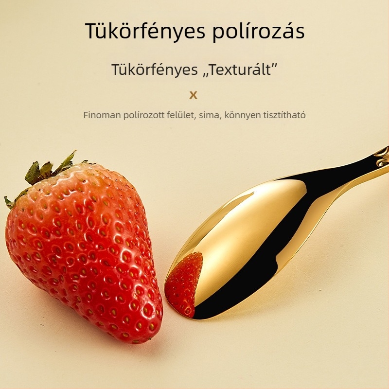 Zsiráf fejű kanál-villapáros arany színű rajzfilmes dizájnnal, 304 rozsdamentes acélból, kávékeverésre, desszertre és tortára
