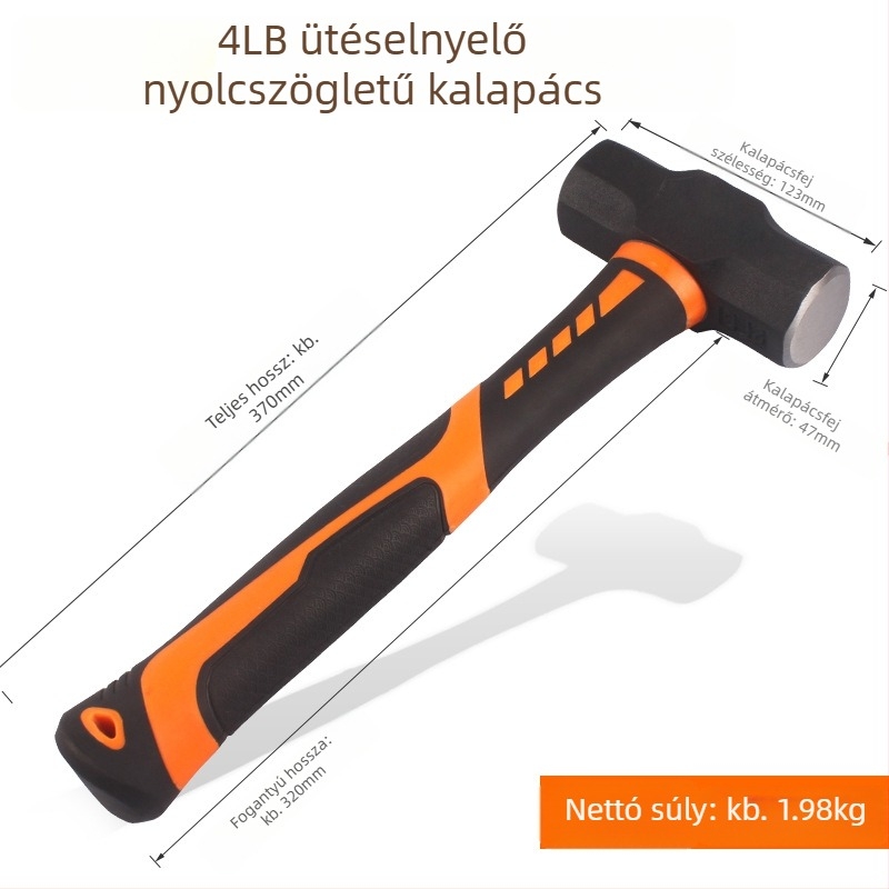Nyolcszögű bontókalapács falak bontásához, szilárd egybeépített konstrukció, nehéz kézi kalapács