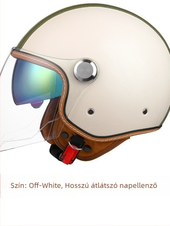 3C-tanúsítvánnyal rendelkező retro bőrsisak motorkerékpárhoz Bluetooth-tal, uniszex fél sisak kettős szemüveggel, ABS