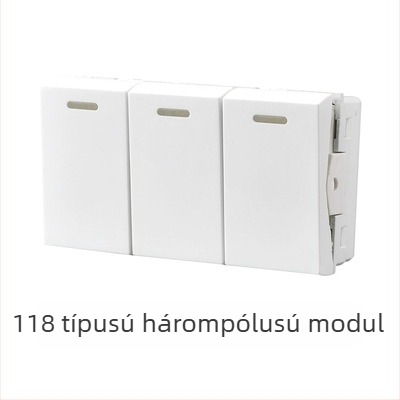 118-as típusú moduláris falba süllyeszthető kapcsolópanel 1–4 pozícióval és dugaszoló aljzatokkal háztartási használatra