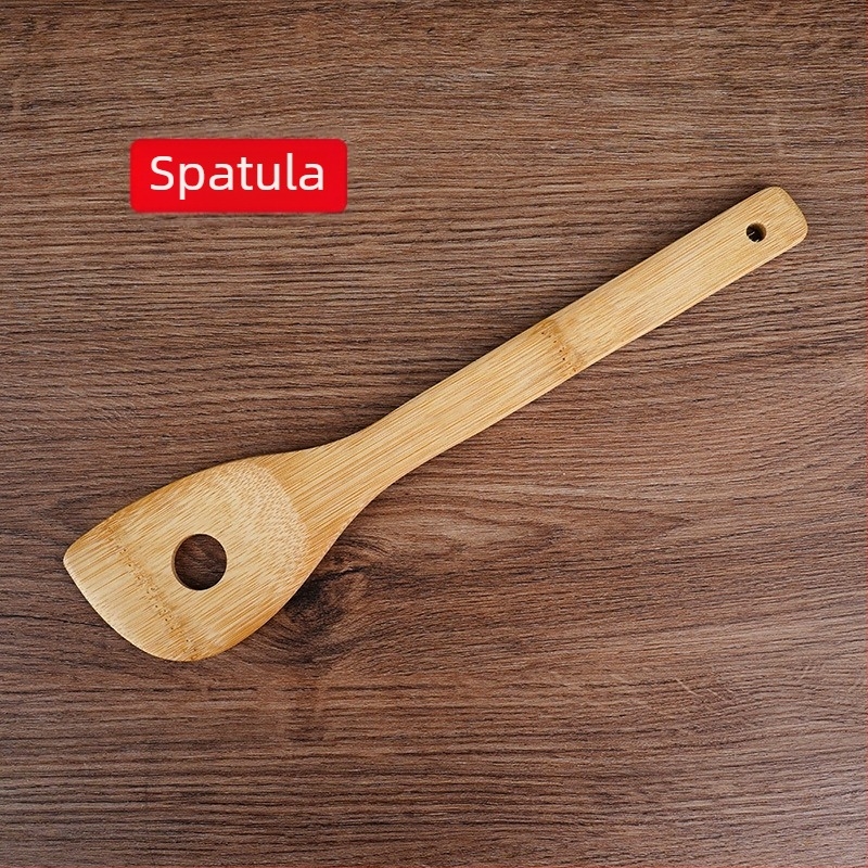 Bambusz konyhai eszközök 8 darabos készlet: tapadásmentes spatulák, leveskanál, serpenyőforgató spatula és hosszú nyél