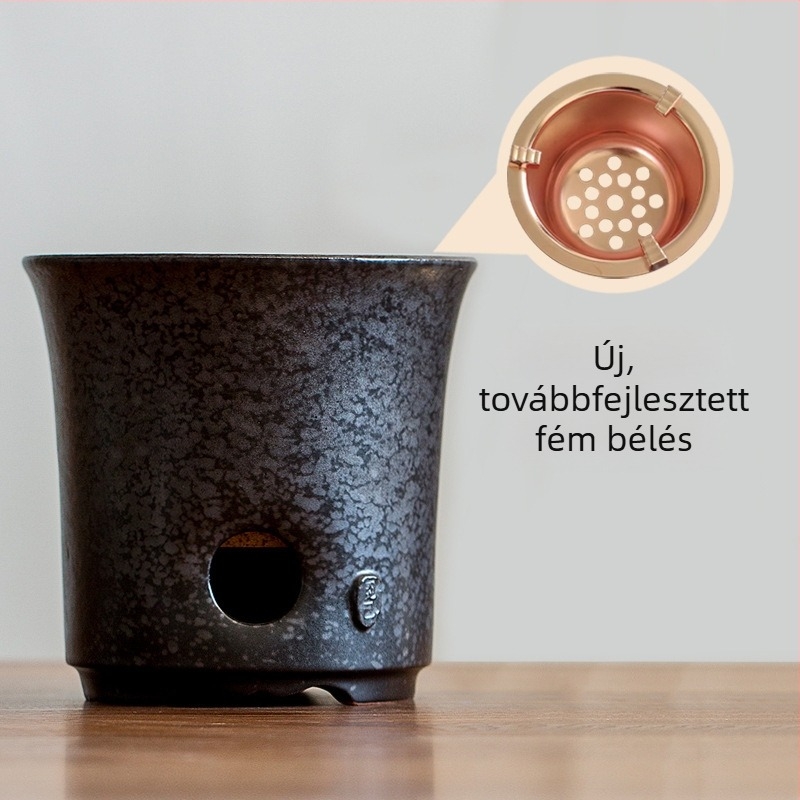 Rozsdás mázú kerámia teafőző, kis otthoni használatra