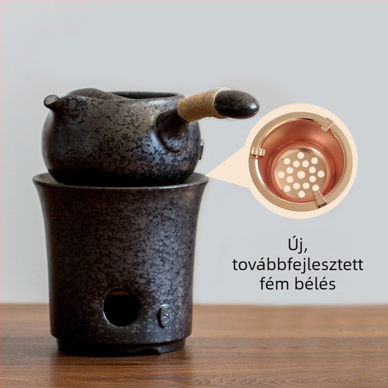 Rozsdás mázú kerámia teafőző, kis otthoni használatra