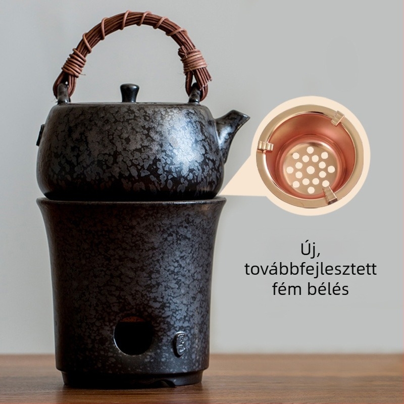 Rozsdás mázú kerámia teafőző, kis otthoni használatra