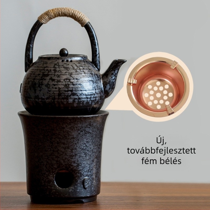 Rozsdás mázú kerámia teafőző, kis otthoni használatra