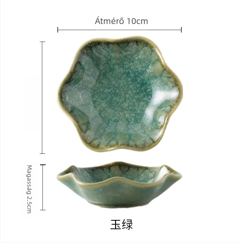 Japán stílusú porcelán mártogató tál, lotuslevél-forma, aláglazúros színnel