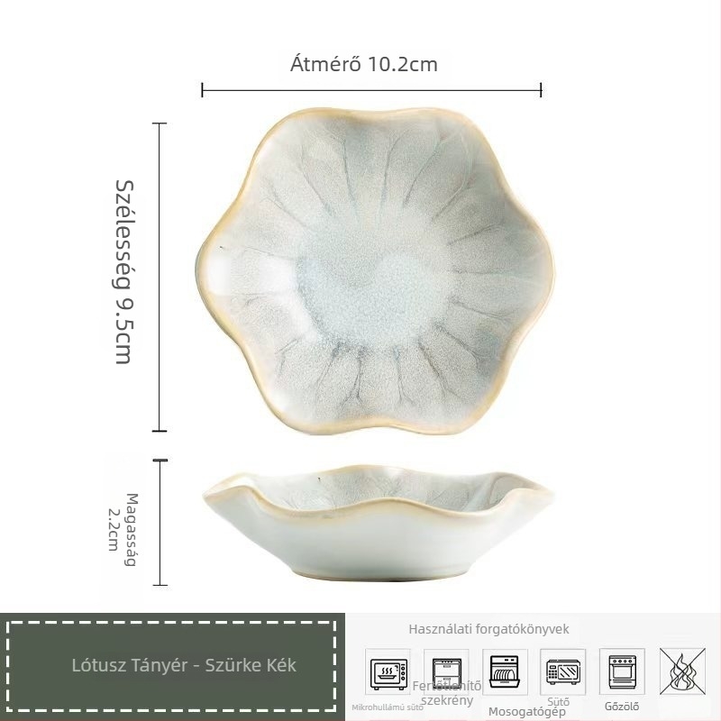 Japán stílusú porcelán mártogató tál, lotuslevél-forma, aláglazúros színnel