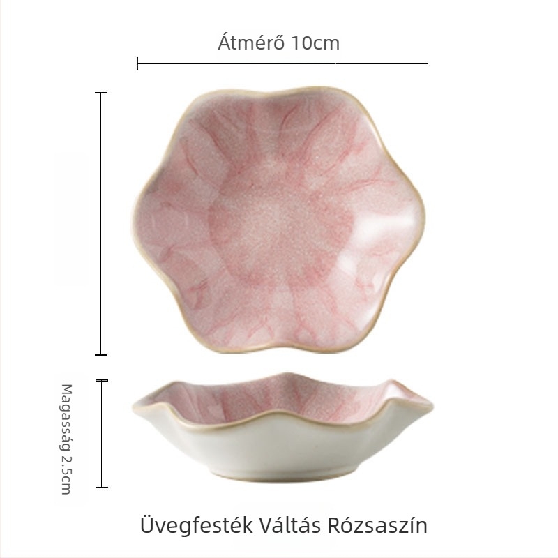 Japán stílusú porcelán mártogató tál, lotuslevél-forma, aláglazúros színnel