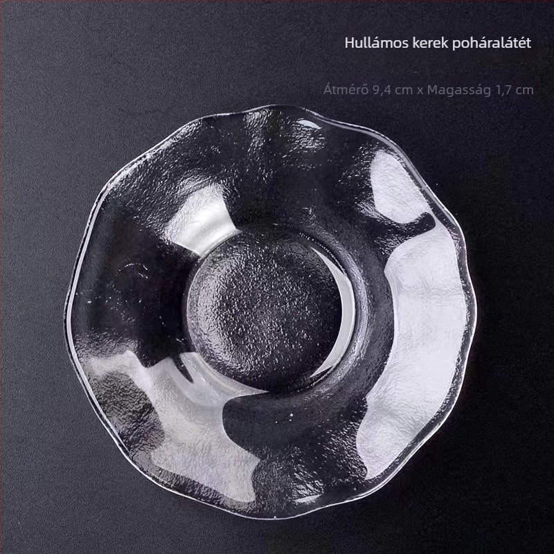 Átlátszó texturált üveg teáscsésze alátét Kung-Fu teáskészlethez, kis teáscsésze, teás tálca és hőszigetelő tea ceremónia pad, kínai zen stílus