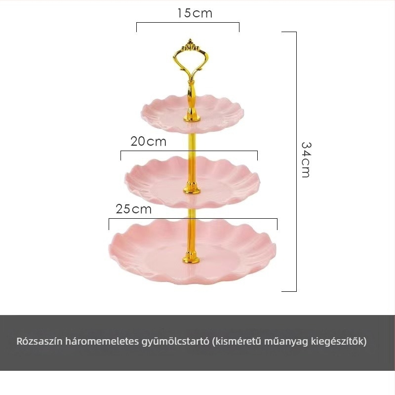 Skandináv stílusú műanyag háromszintes gyümölcstál nappaliba