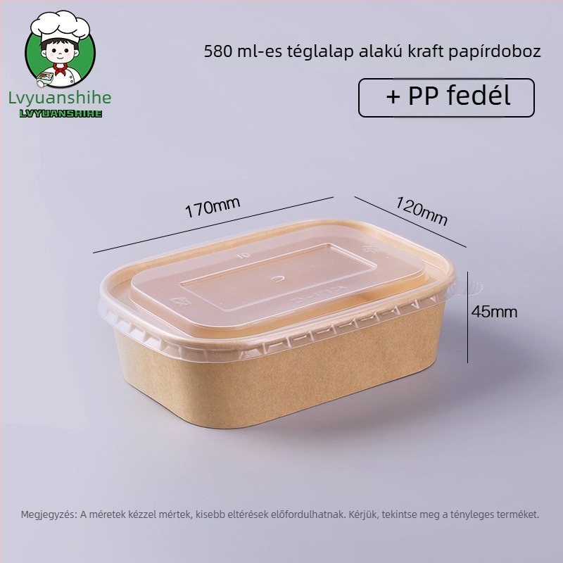 Egyszer használatos ebédes doboz vastag Kraft papírból, négyzet alakú, gyümölcsökhöz, könnyű ételekhez és salátákhoz