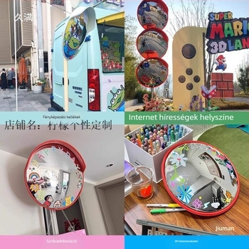 DIY Graffiti-vel festett széles látószögű tükör fényképezéshez, dekoratív konvex tükör