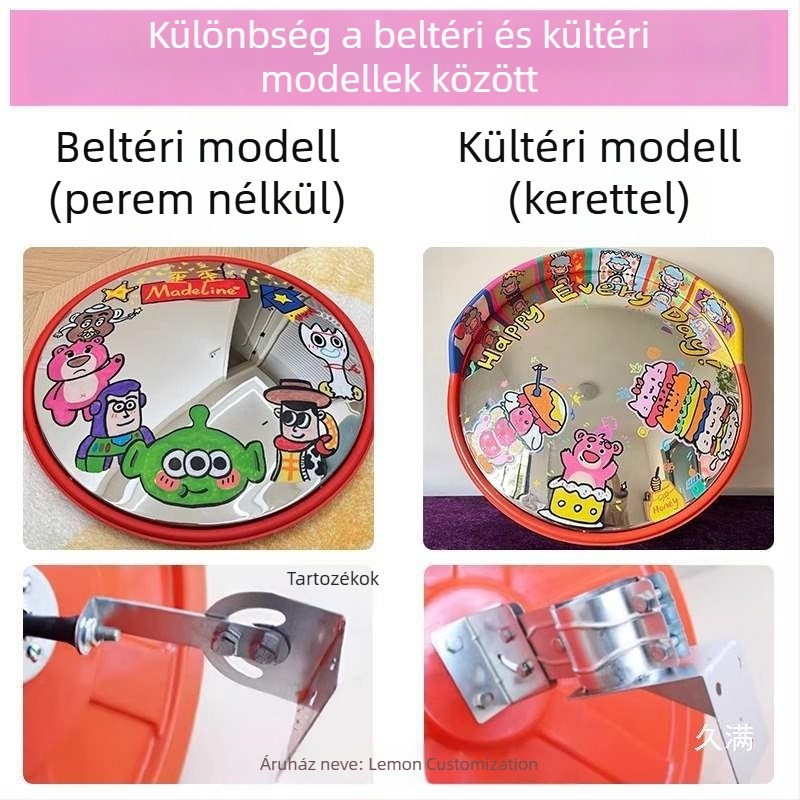 DIY Graffiti-vel festett széles látószögű tükör fényképezéshez, dekoratív konvex tükör
