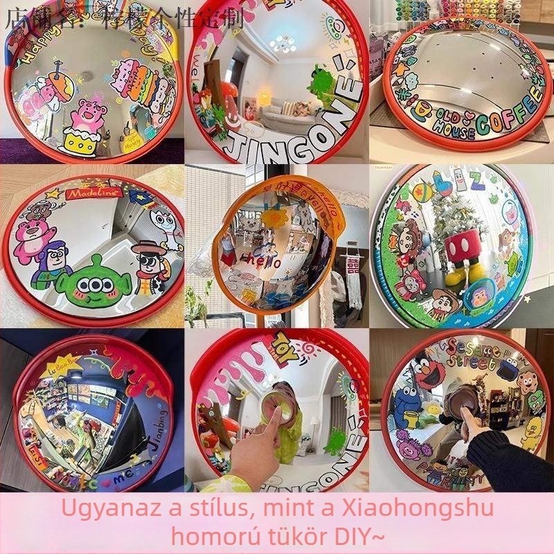 DIY Graffiti-vel festett széles látószögű tükör fényképezéshez, dekoratív konvex tükör