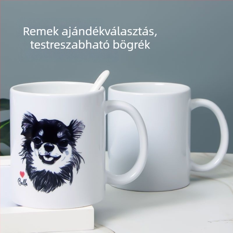 Fehér kerámia bögre hőtranszferrel és logóval