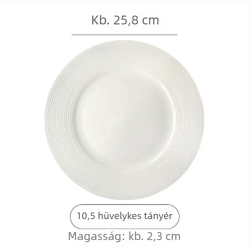 Fehér porcelán étkezőtányér, kör alakú, minimalistikus dizájnú kerámia étkezésekhez és desszertekhez, otthoni használatra