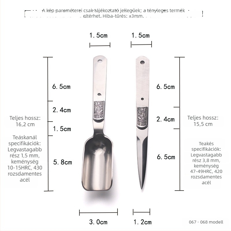 Rozsdamentes acél – Virág sorozat: teáskés, teáskard és előformák a tea ceremóniája DIY 067·068