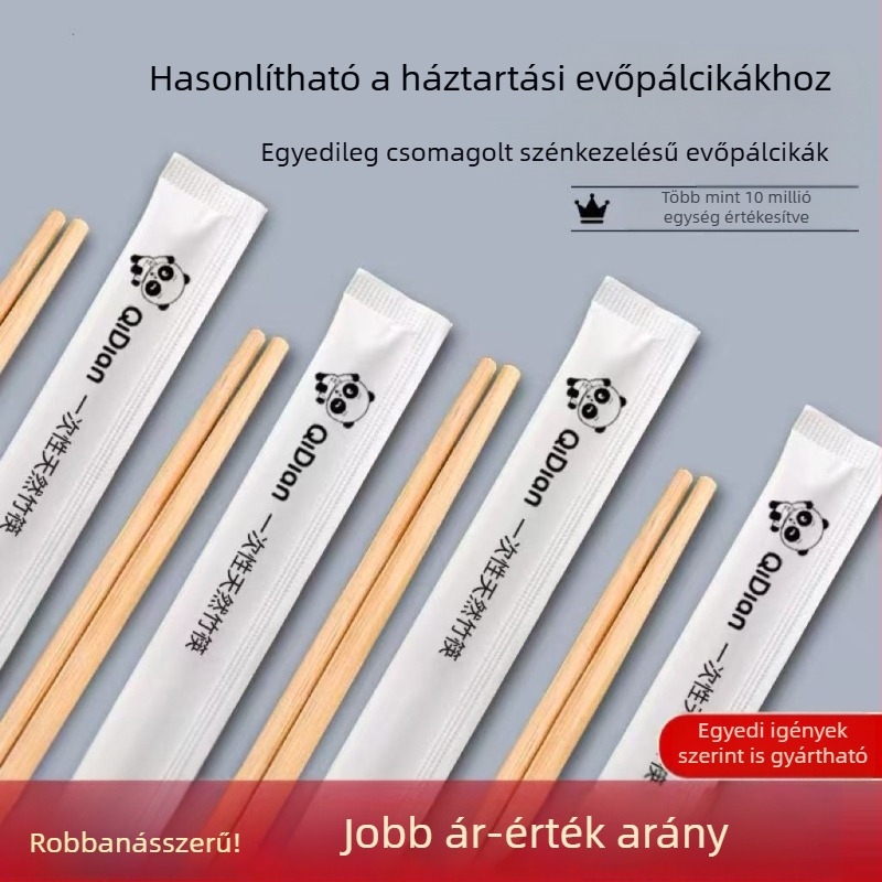 Egyszer használatos bambusz evőpálcikák, élelmiszer-minőségű, egyenként csomagolt, higiénikus otthoni használatra és gyorséttermekhez