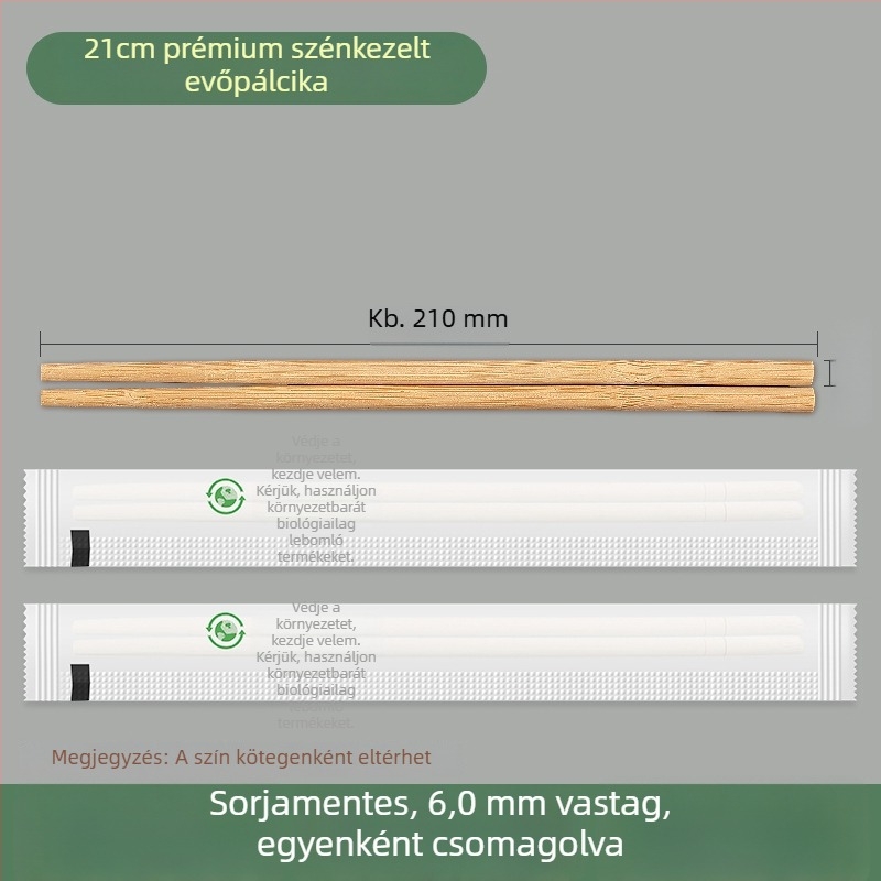 Egyszer használatos bambusz evőpálcikák, élelmiszer-minőségű, egyenként csomagolt, higiénikus otthoni használatra és gyorséttermekhez