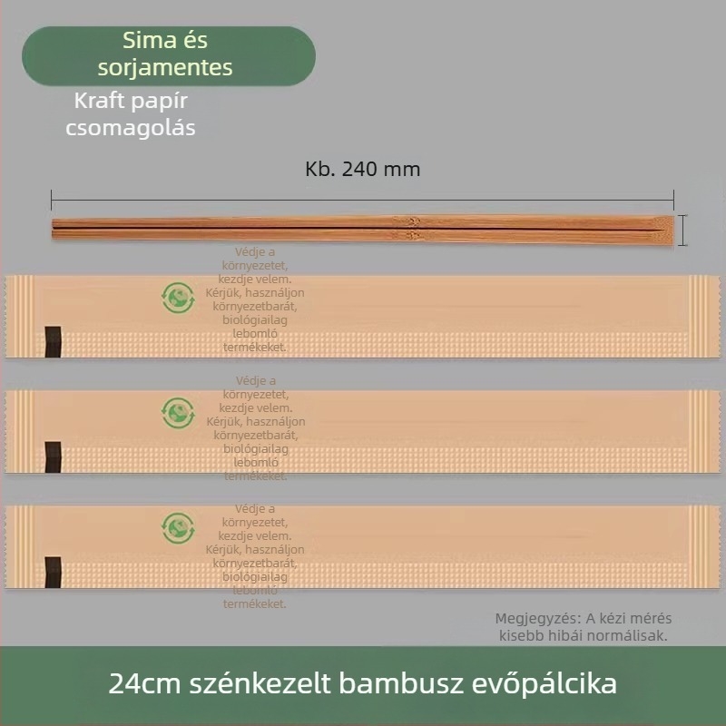 Egyszer használatos bambusz evőpálcikák, élelmiszer-minőségű, egyenként csomagolt, higiénikus otthoni használatra és gyorséttermekhez