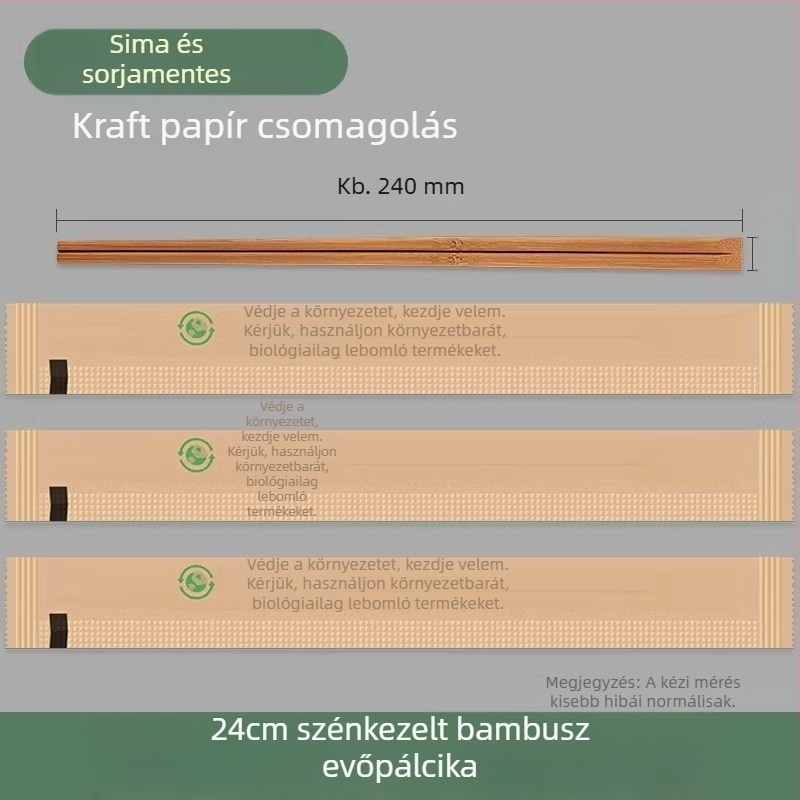 Egyszer használatos bambusz evőpálcikák, élelmiszer-minőségű, egyenként csomagolt, higiénikus otthoni használatra és gyorséttermekhez