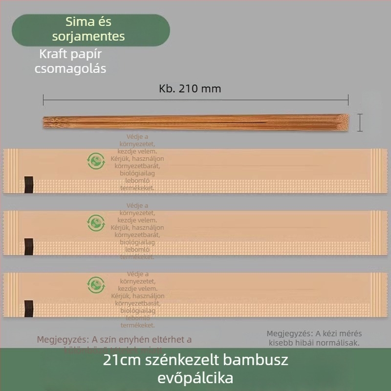 Egyszer használatos bambusz evőpálcikák, élelmiszer-minőségű, egyenként csomagolt, higiénikus otthoni használatra és gyorséttermekhez