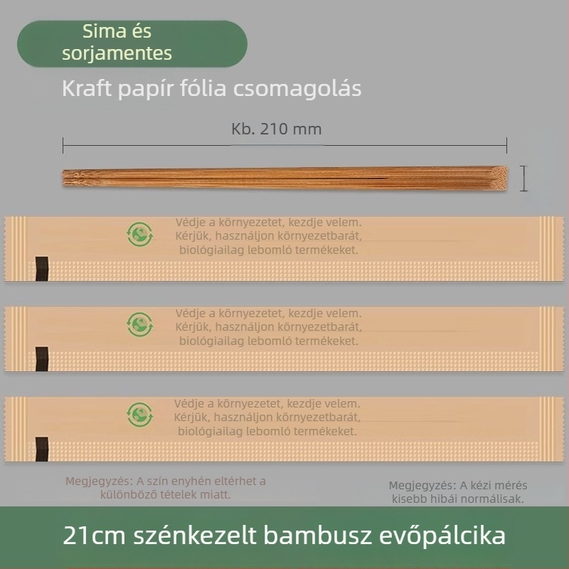 Egyszer használatos bambusz evőpálcikák, élelmiszer-minőségű, egyenként csomagolt, higiénikus otthoni használatra és gyorséttermekhez