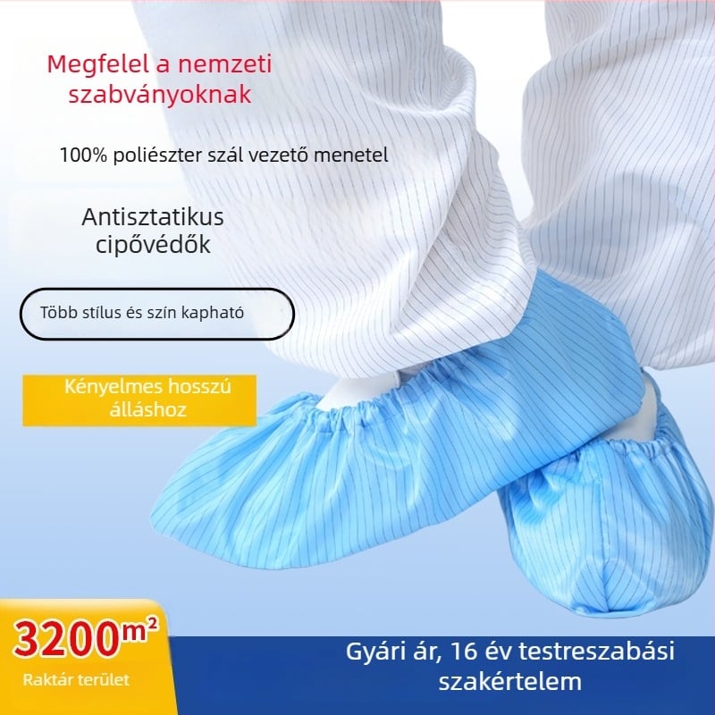 Antisztatikus cipővédők, porálló és újrafelhasználható, munkacipőkhöz, csíkos