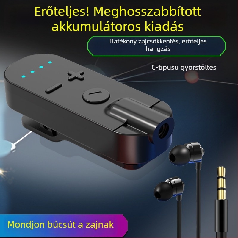 Csiptetős Bluetooth fülhallgató-vevő csontvezetéses technológiával, kiváló hangzás, zajcsökkentés, HD hívások és zenehallgatás