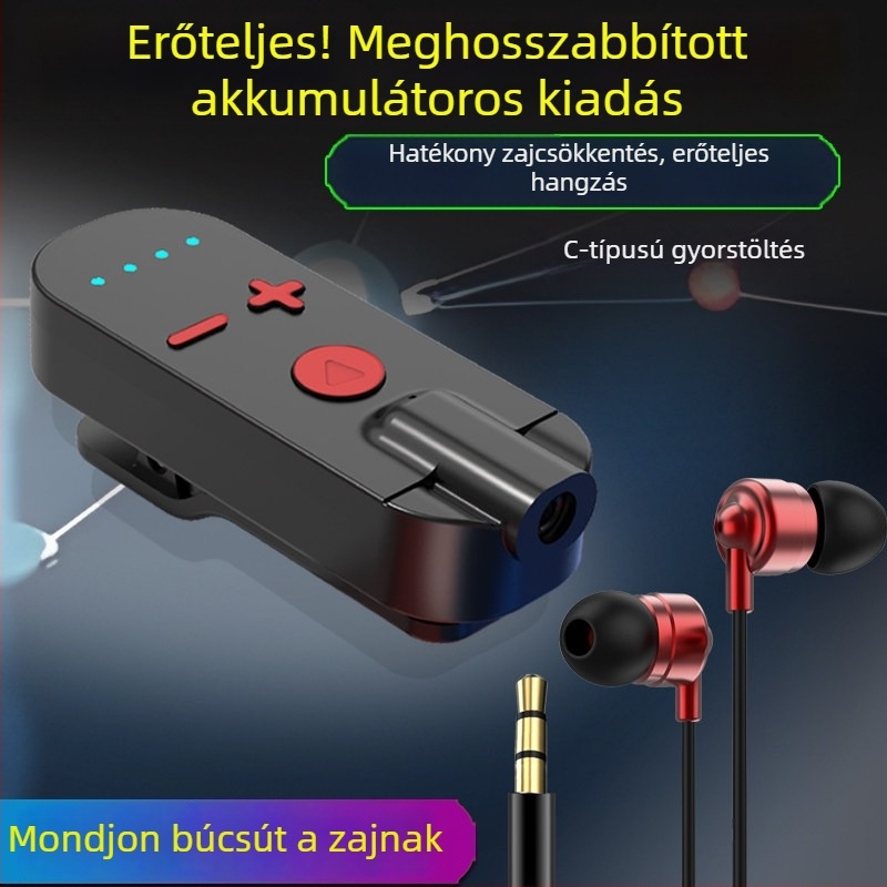 Csiptetős Bluetooth fülhallgató-vevő csontvezetéses technológiával, kiváló hangzás, zajcsökkentés, HD hívások és zenehallgatás