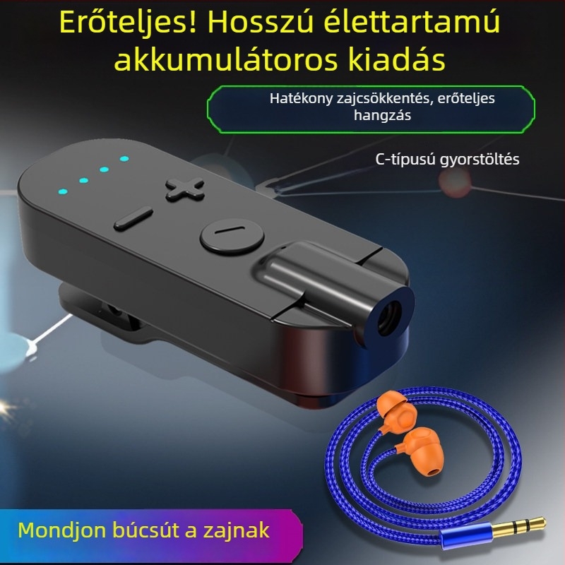 Csiptetős Bluetooth fülhallgató-vevő csontvezetéses technológiával, kiváló hangzás, zajcsökkentés, HD hívások és zenehallgatás