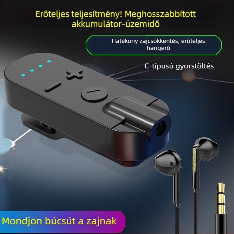 Csiptetős Bluetooth fülhallgató-vevő csontvezetéses technológiával, kiváló hangzás, zajcsökkentés, HD hívások és zenehallgatás