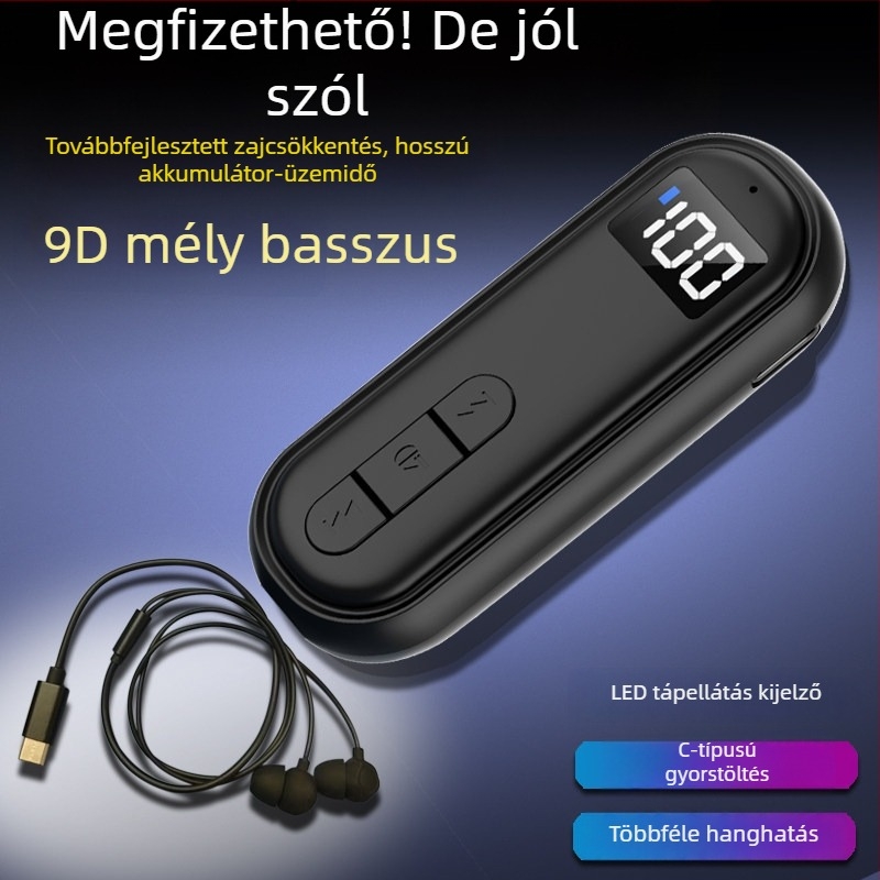 Csiptetős Bluetooth fülhallgató-vevő csontvezetéses technológiával, kiváló hangzás, zajcsökkentés, HD hívások és zenehallgatás