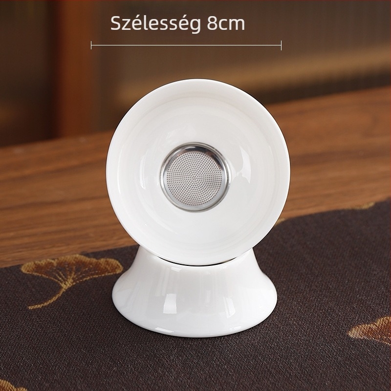 Gongfu teáskészlet fehér porcelánból, kerámia perforált filterrel